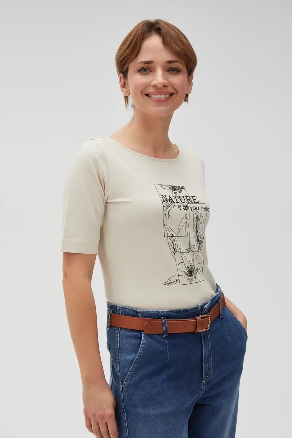 Marisse Women's T-Shirt L-Ts-4610 L.Beige