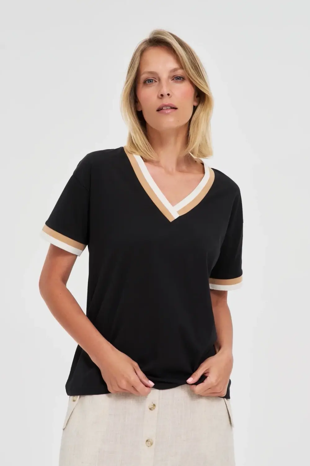 Marisse Black Cotton Blouse