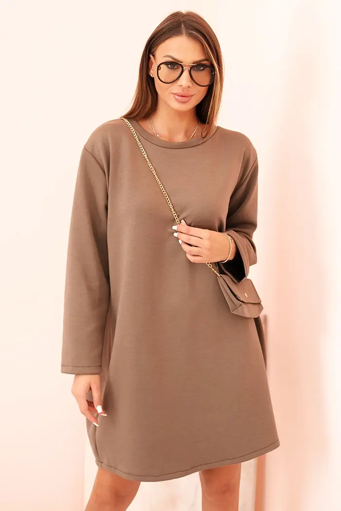 Kesi Włoski Dámska viskózová sukňa Plus Size s kabelkou na retiazke fango