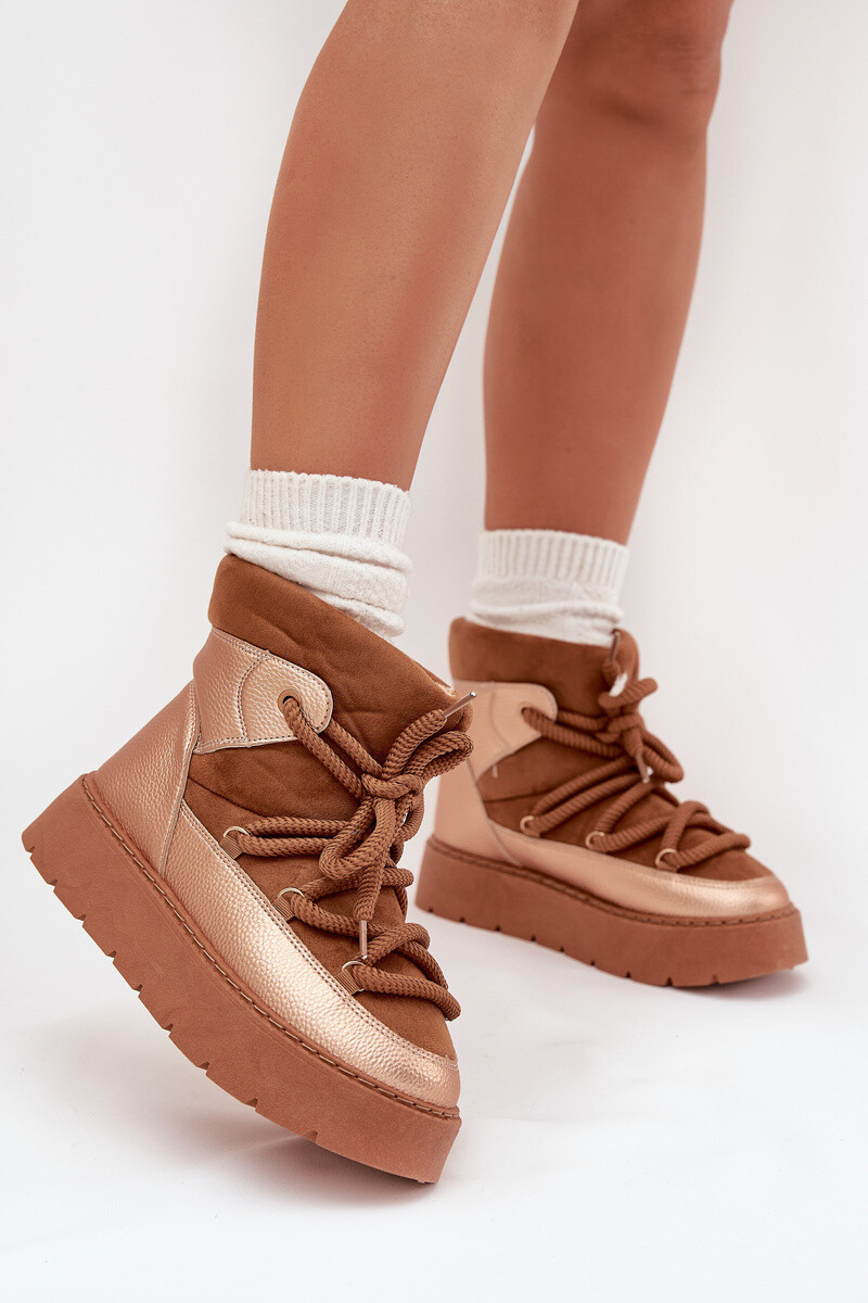 Boto Nízke Dámske Snehule S Teplou Podšívkou A Hrubými Šnúrkami Camel Xarina
