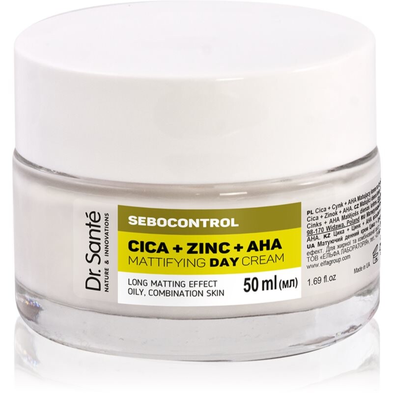 Dr. Santé Sebocontrol Cica + Zinc + AHA zmatňujúci denný krém pre mastnú pleť 50 ml