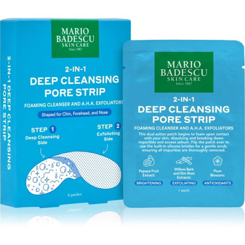 Mario Badescu 2-in-1 Deep Cleansing Pore Strip náplasti na problematickú pleť 2 v 1 6 ks