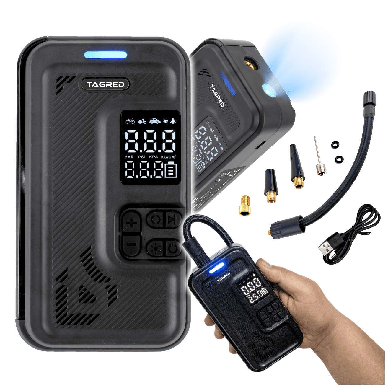 Akumulátorová pumpa na bicykel, mini kompresor na hustenie 8 V 4000 mAh TA4230