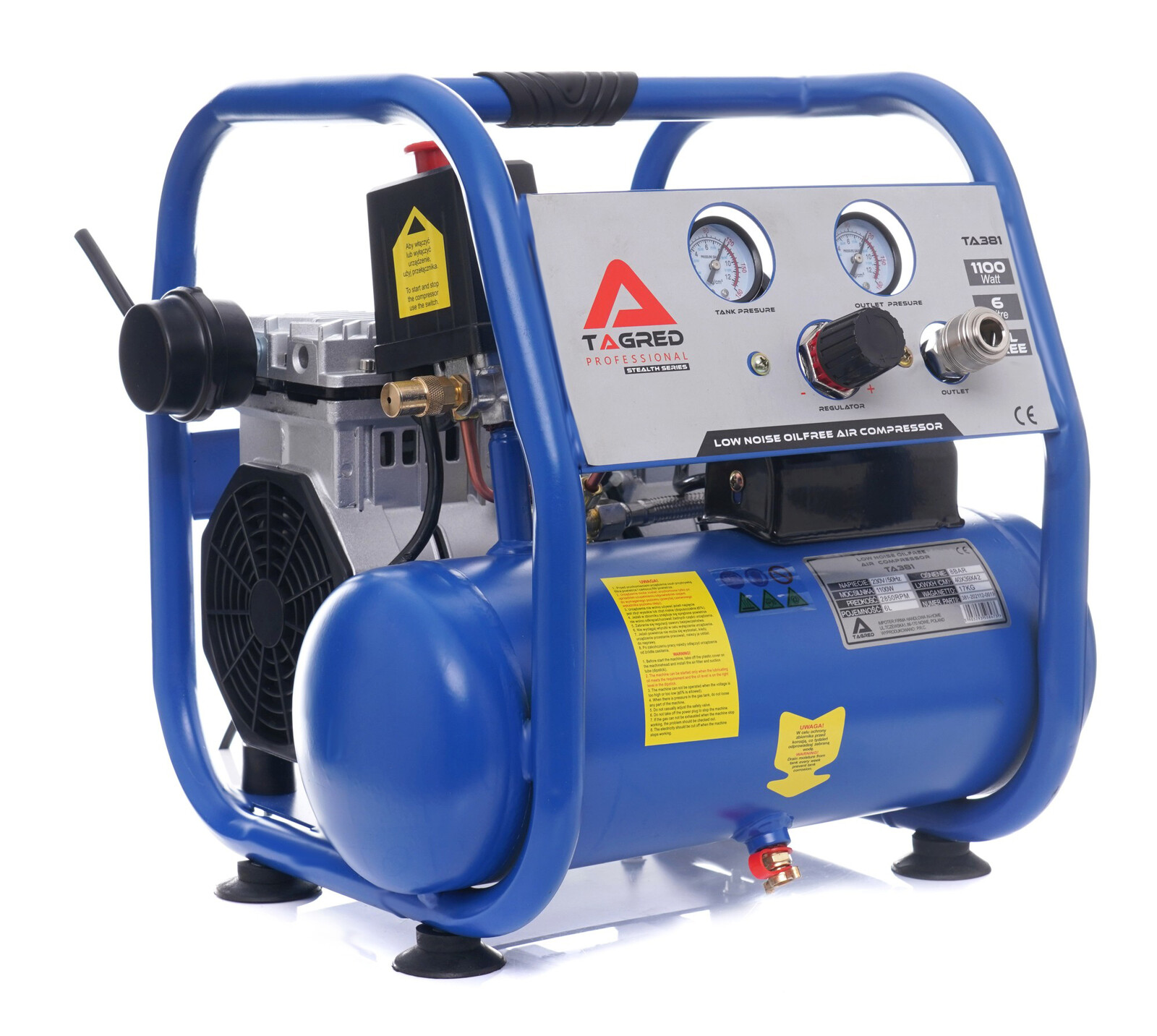 Bezolejový dvojpiestový kompresor, kompresor 6L 1500W R2 TA381