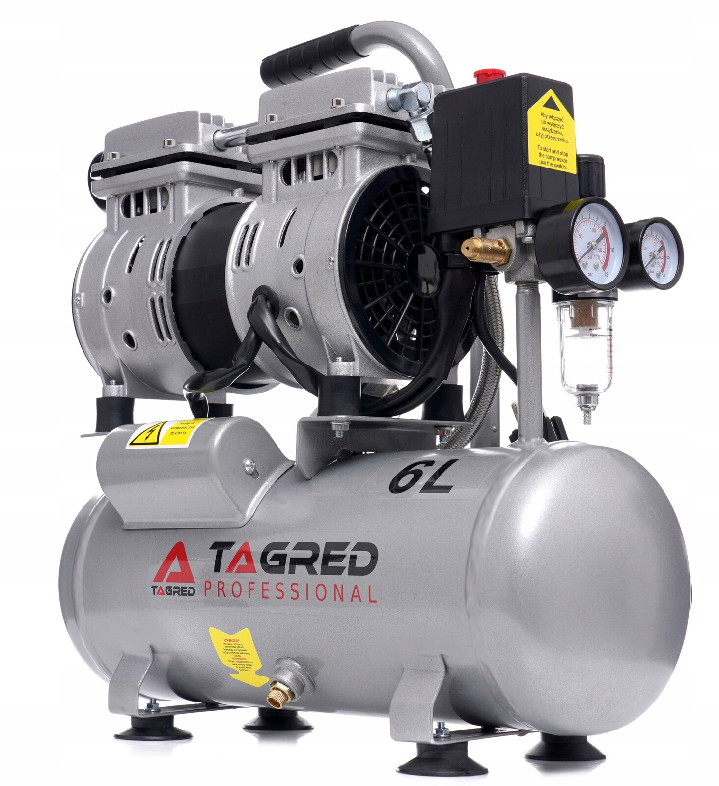 Bezolejový dvojpiestový kompresor, kompresor 6L 550W R2 TA302