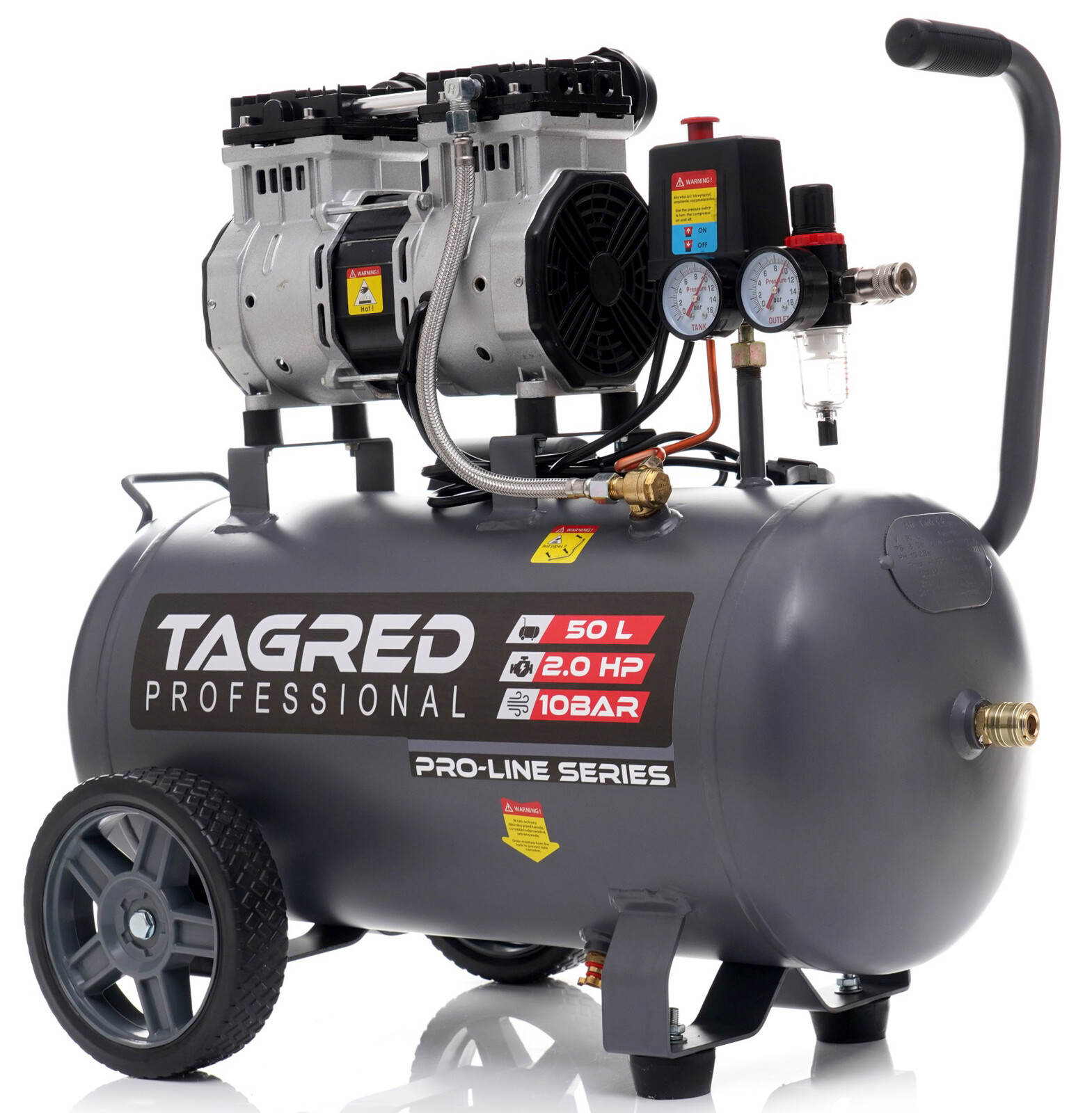 Bezolejový kompresor TA3384 10 BAR 50L R2 dvojpiestový TA3384