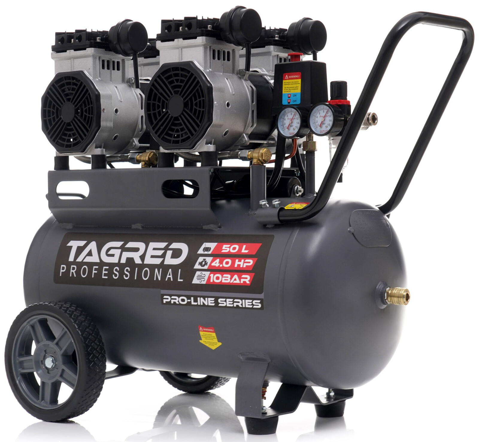 Bezolejový kompresor, kompresor TA3386 10 BAR 50L 4 piesty, výkonný, tichý TA3386