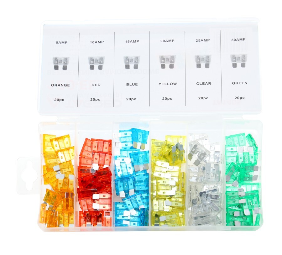 Bezpečnostné poistky do auta, sada 120 ks, 5-30 A TA1405