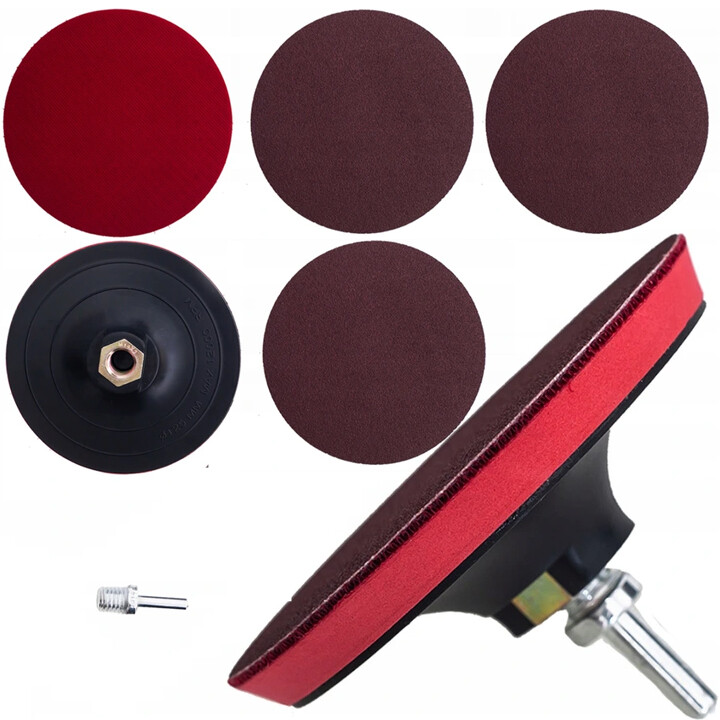 Elastický kotúč s suchým zipsom na brúsku, vŕtačke, M14, ? 125 mm, 3x brúsny papier, adaptér TA1080