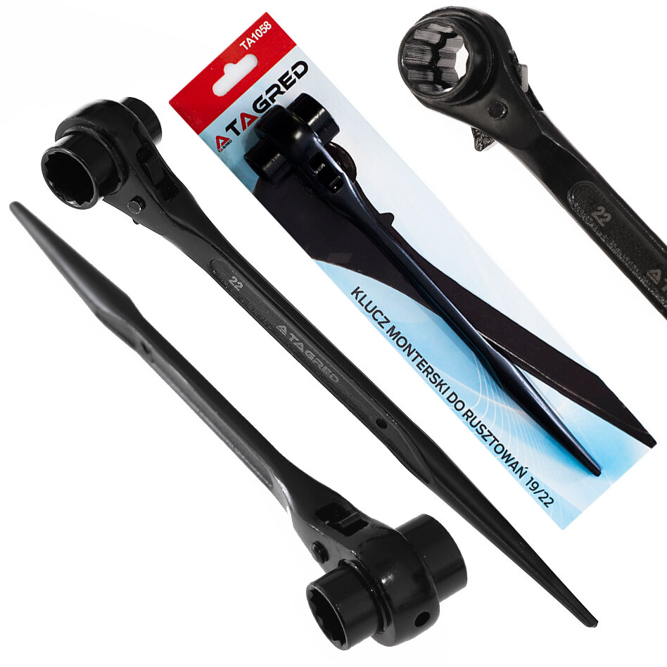 Montážny kľúč na lešenia 19/22 s račňou TA1058