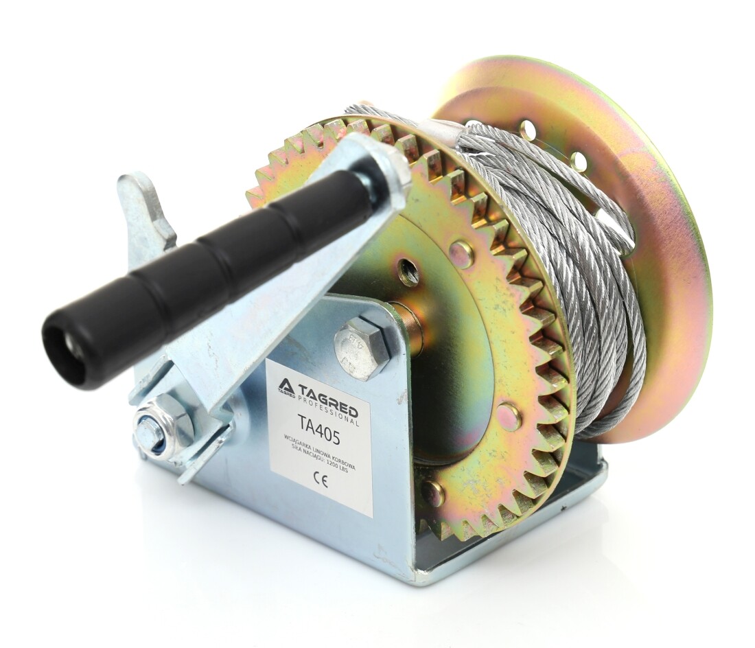 Navijak, navijak s kľukou, lanový navijak s kľukou 545 kg 1200lbs, lano 10m TA405