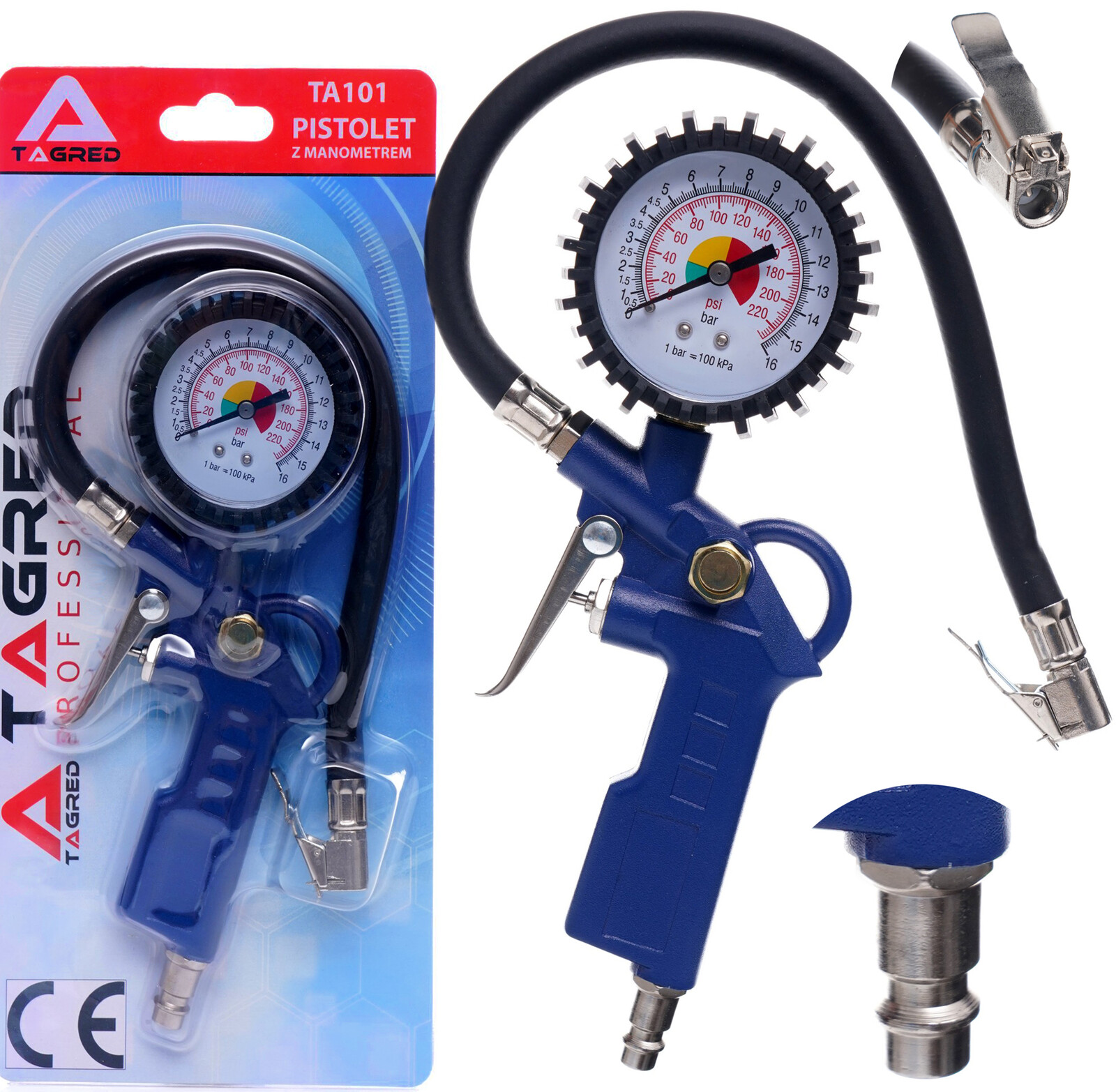 Pistola na hustenie pneumatik manometrom TA101