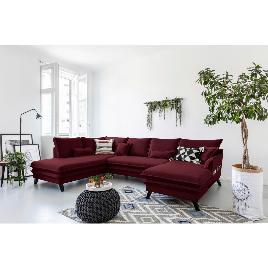 P & B SEDACIA SÚPRAVA, textil, bordová