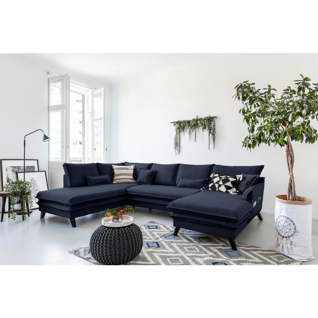 P & B SEDACIA SÚPRAVA, textil, tmavomodrá