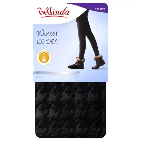Dámske zimné pančuchy, extra teplé WINTER 100 DEN - BELLINDA - zvieracia potlač S