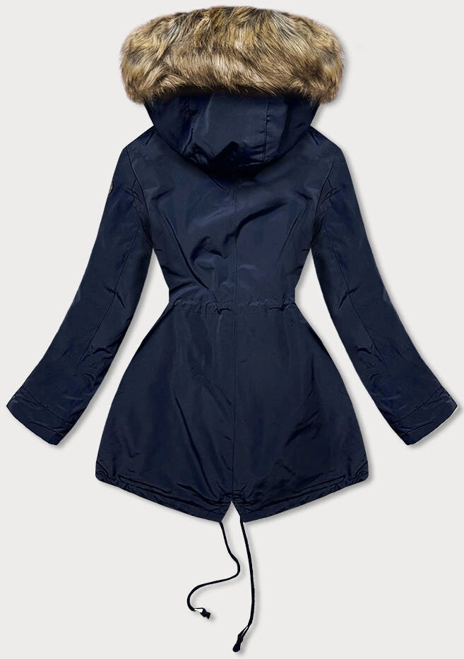 Parka damska z futrzaną podszewką granatowa (m-21207) odstíny modré XXL (44)
