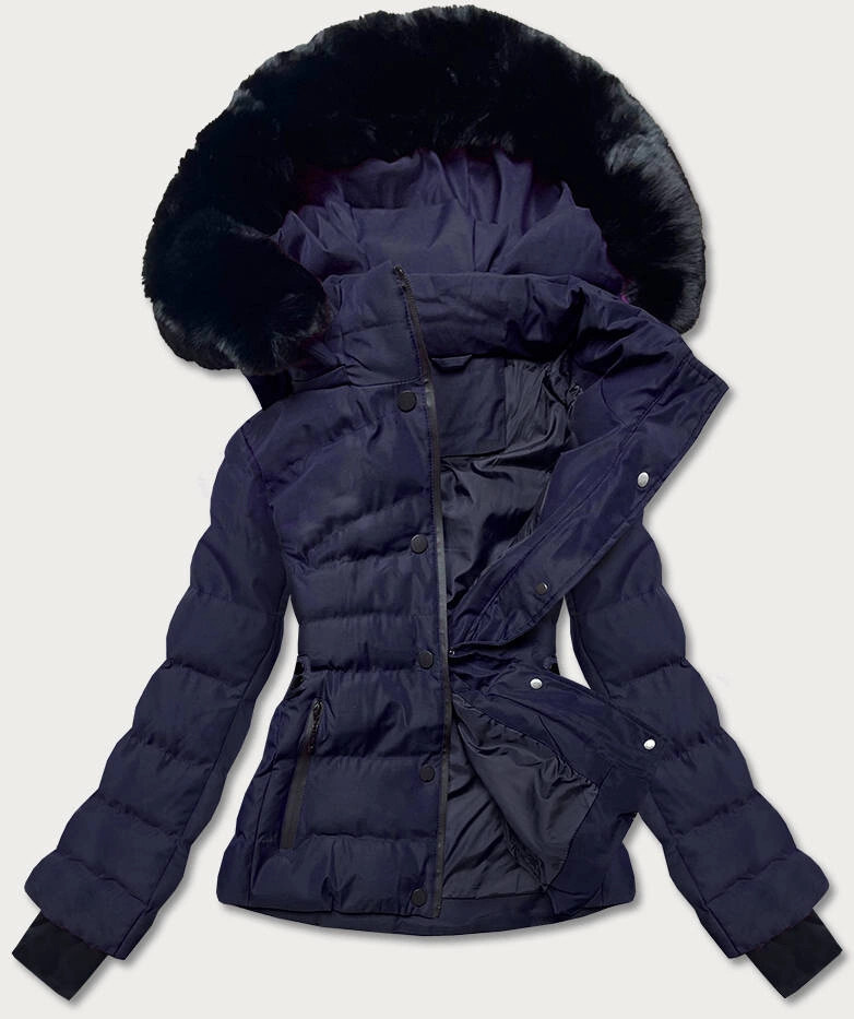 Krótka taliowana kurtka zimowa damska granatowa (5m770-215) odstíny modré XL (42)