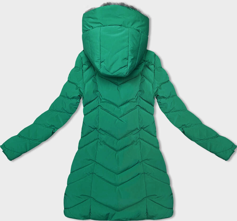 Damska kurtka zimowa na futerku zielona (LHD-23023) odstíny zelené S (36)