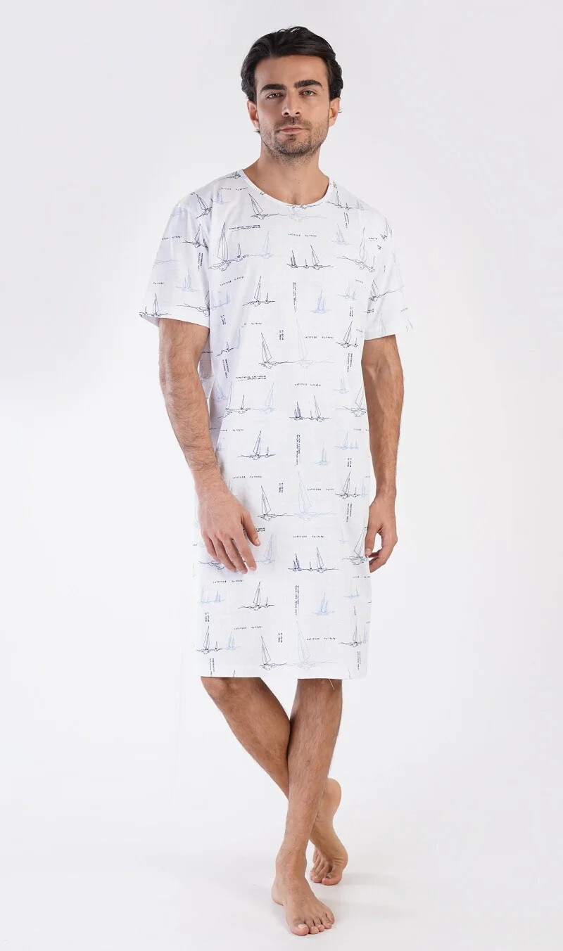 Pánska nočná košeľa s krátkym rukávom Sailing Boat - Vienetta XL