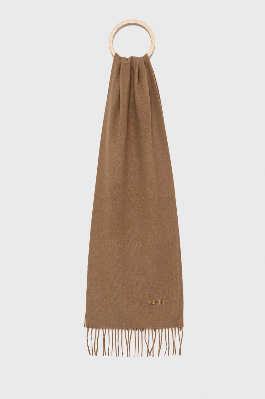 Vlnený šál Moschino hnedá farba, jednofarebná, M5165 50092