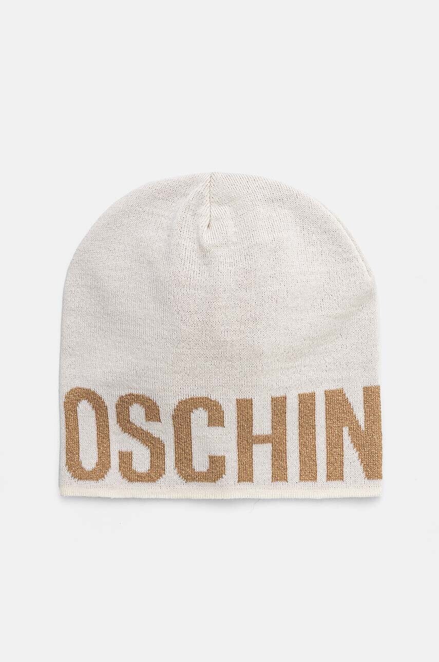 Vlnená čiapka Moschino béžová farba, z tenkej pleteniny, M2997 65165