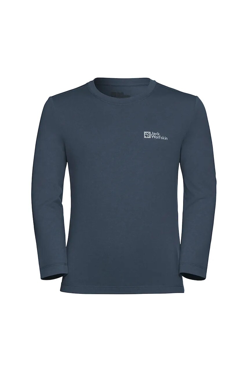 Detské tričko s dlhým rukávom Jack Wolfskin modrá farba, melanžové, 1610321