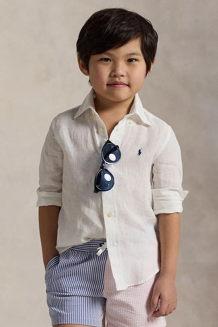 Detská bavlnená košeľa Polo Ralph Lauren biela farba, 322967600003