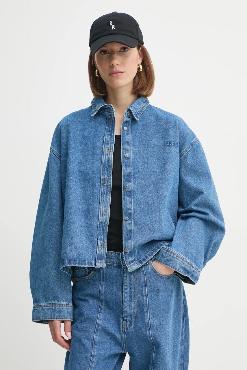 Rifľová košeľa 2NDDAY Tommi dámska, voľný strih, s klasickým golierom, 2245730964