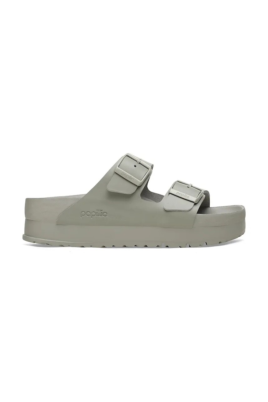 Kožené šľapky Birkenstock Arizona Flex Platform Birkenstock x Papillio dámske, šedá farba, na platforme, 1026913