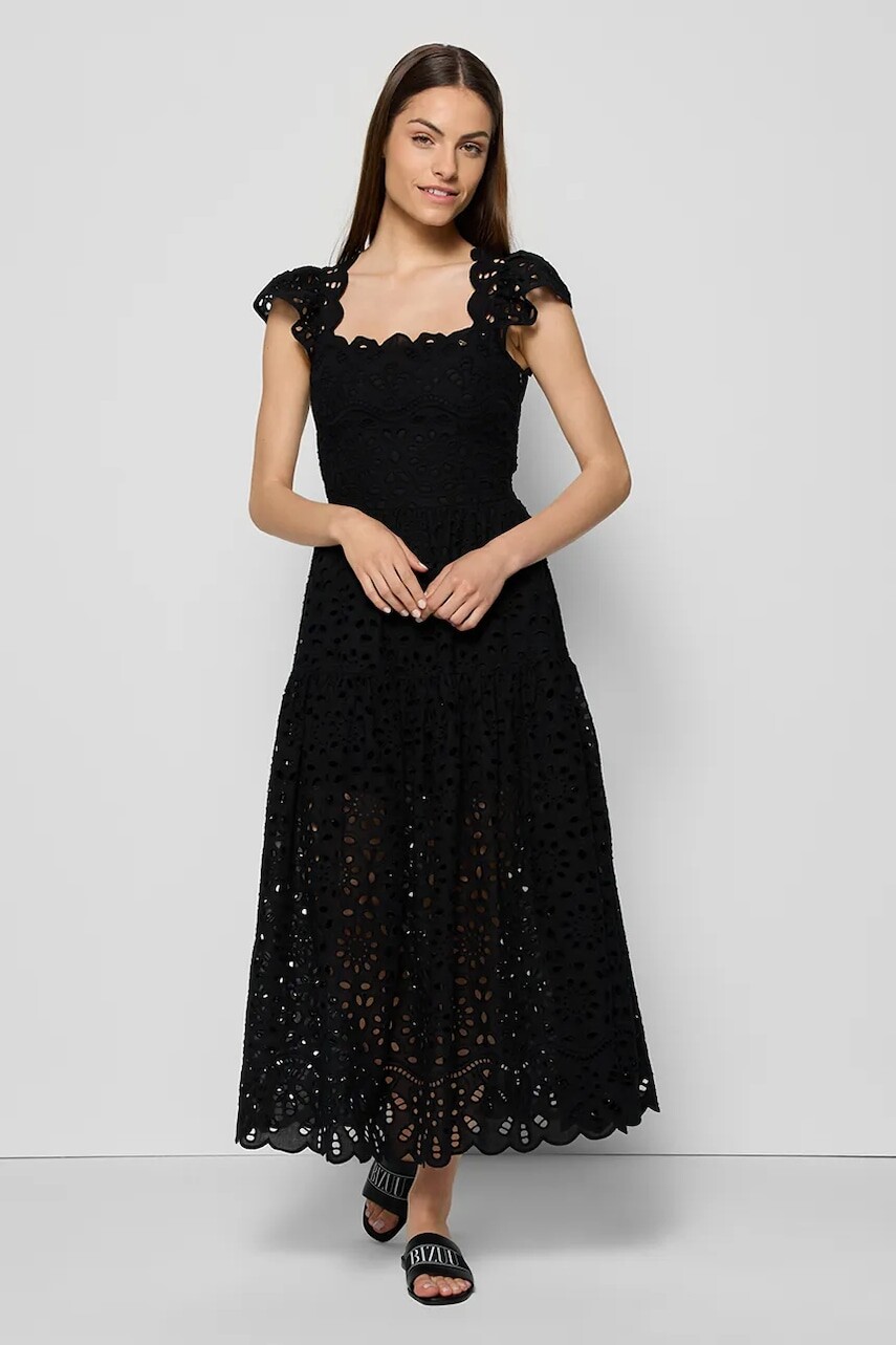 Šaty Bizuu BAYONNE čierna farba, maxi, áčkový strih, BAYONNE CZARNY