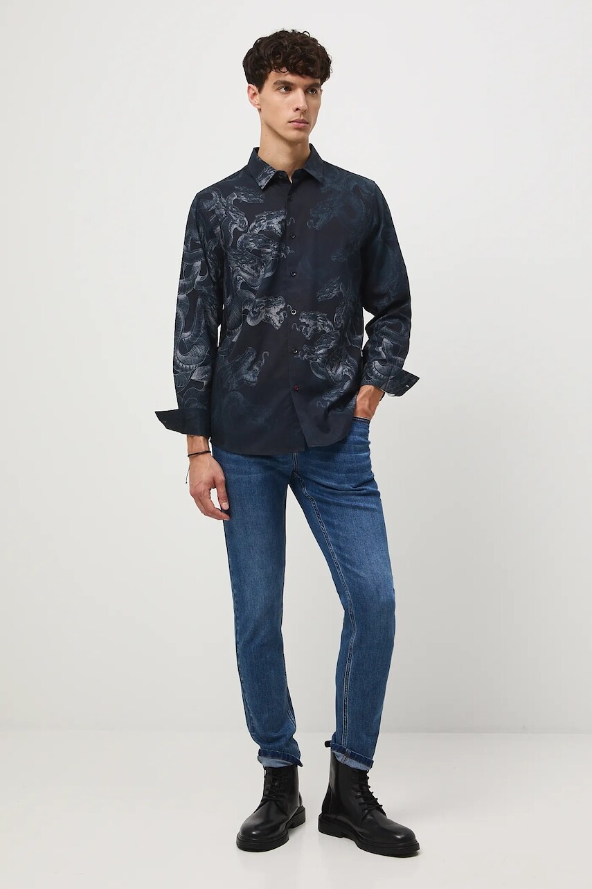 Košeľa Medicine tmavomodrá farba, regular, s klasickým golierom