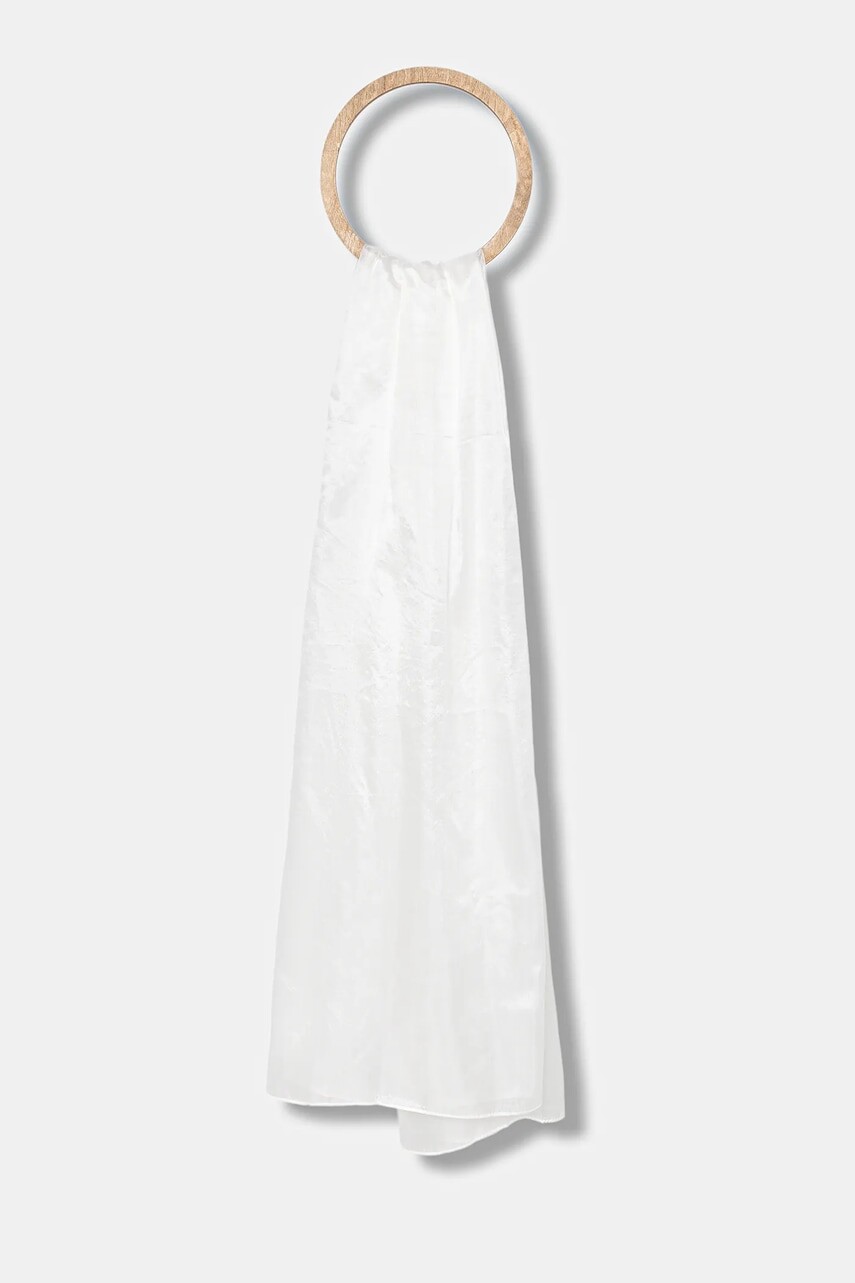 Hodvábny šál Answear.LAB biela farba, jednofarebná