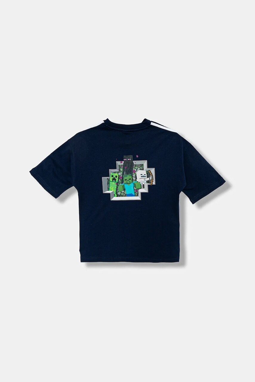 Detské bavlnené tričko adidas Originals MINECRAFT tmavomodrá farba, s nášivkou, KD9831