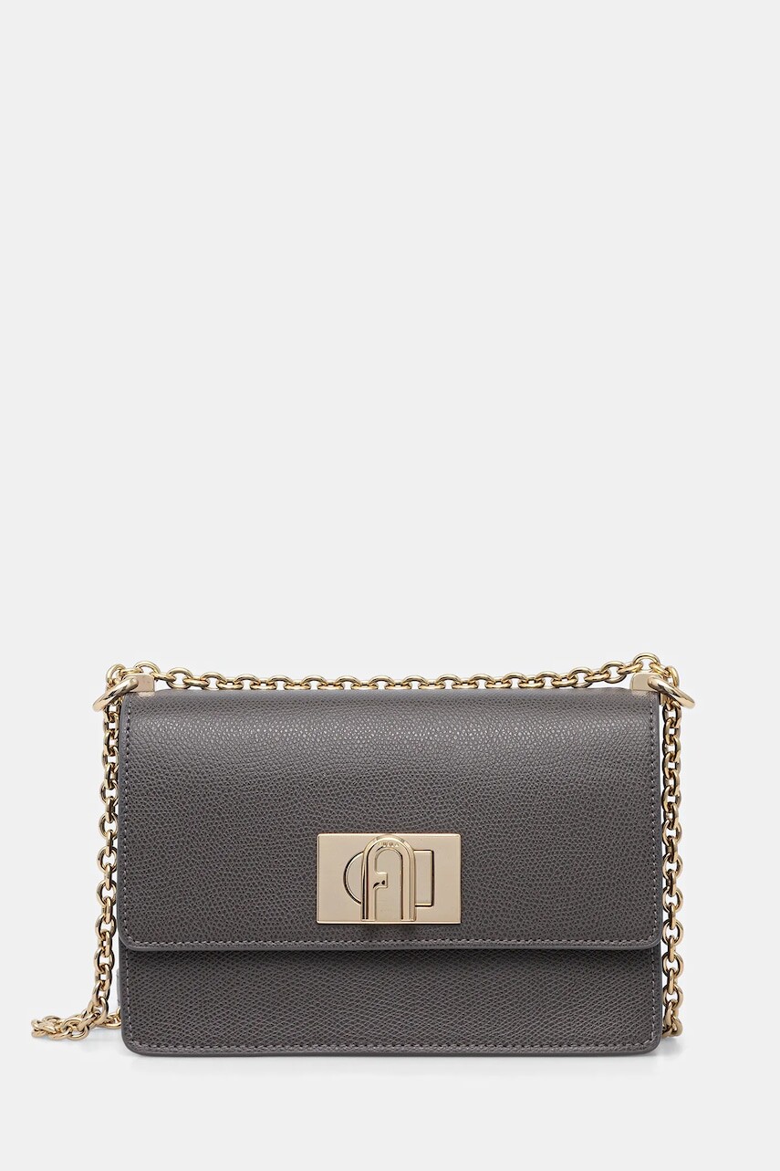 Kožená kabelka Furla šedá farba, BAFKACO.ARE000.4283S