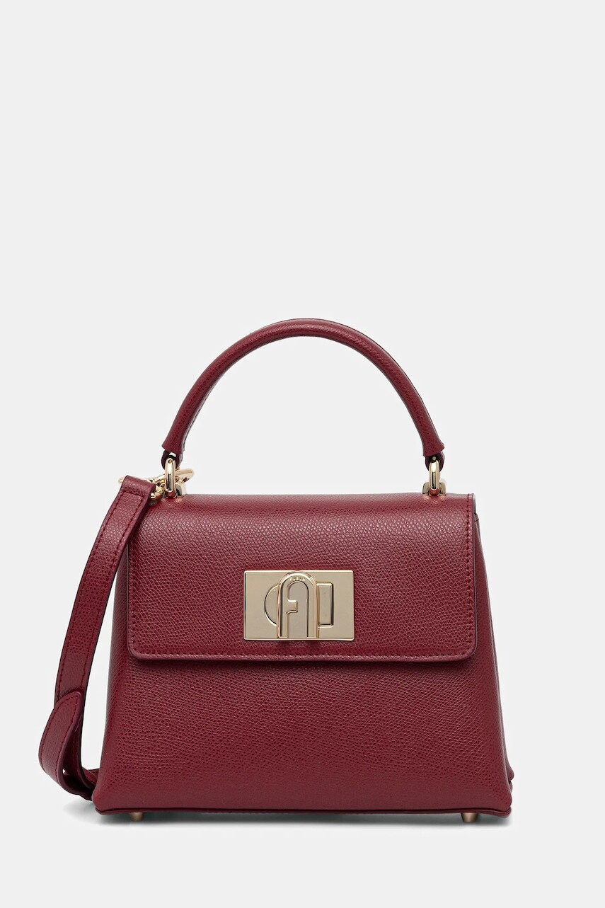 Kožená kabelka Furla bordová farba, WB00109.ARE000.CGQ00