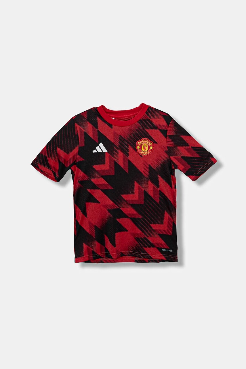 Detské tričko adidas Performance Manchester United červená farba, vzorované, JP3235