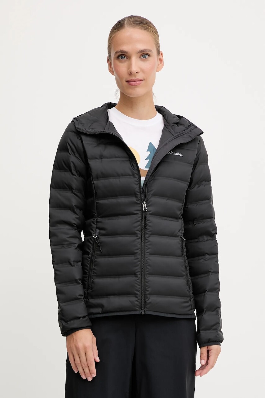Páperová športová bunda Columbia Lake 24 čierna farba, prechodná, 2088363