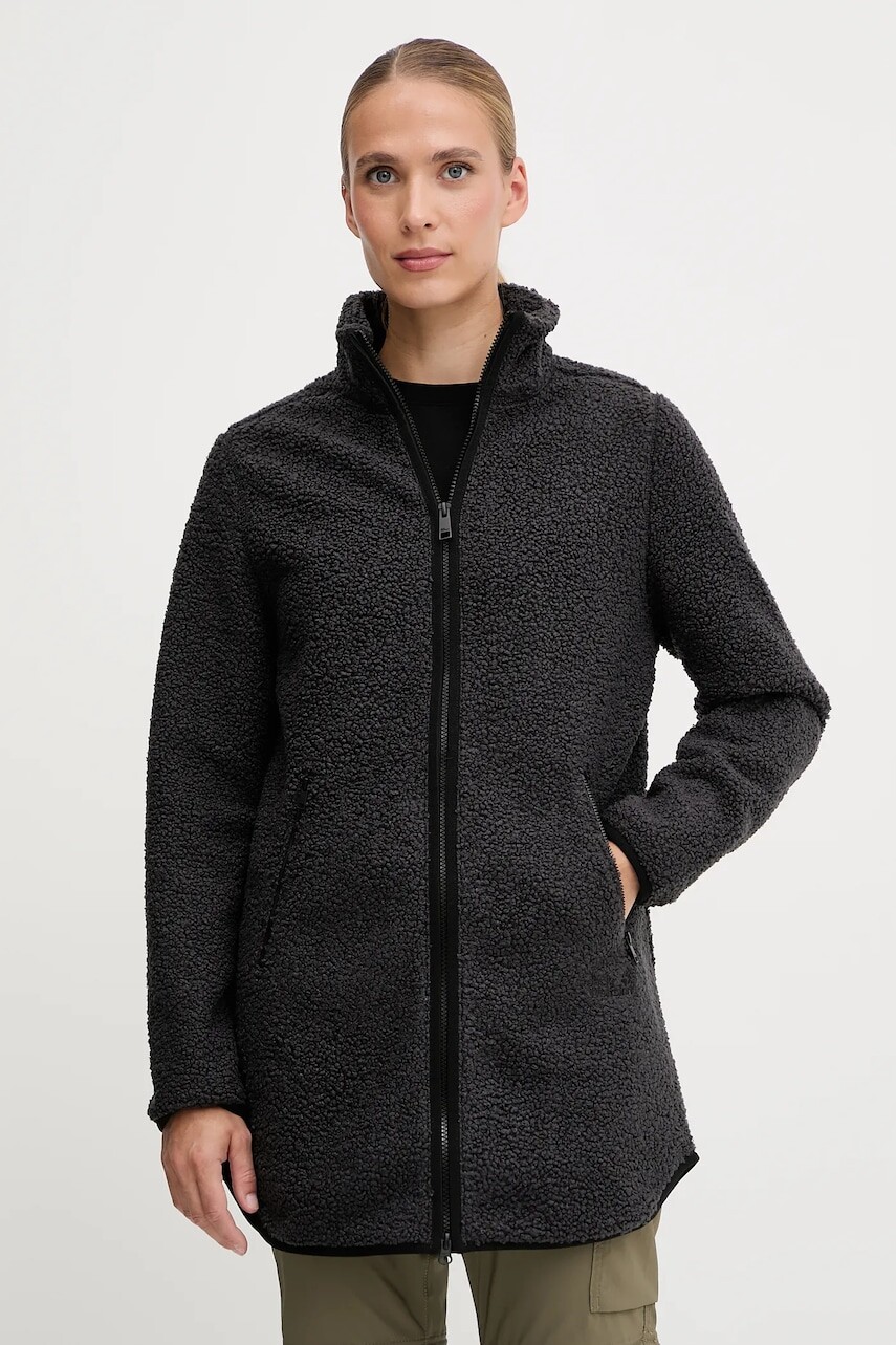 Fleecová mikina Jack Wolfskin HIGH CURL čierna farba, jednofarebná, A65074
