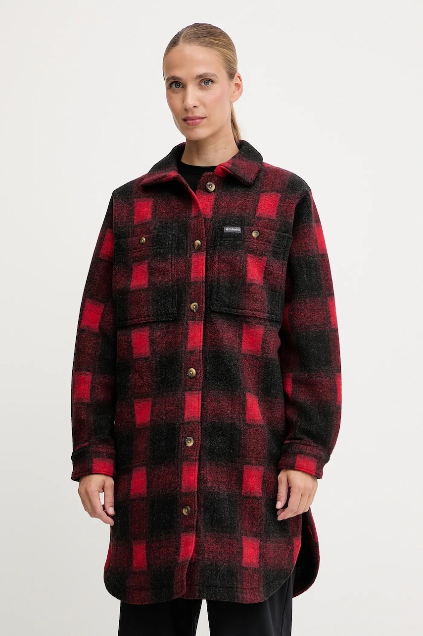 Košeľové sako Columbia Wildest Venture červená farba, prechodná, 2136171