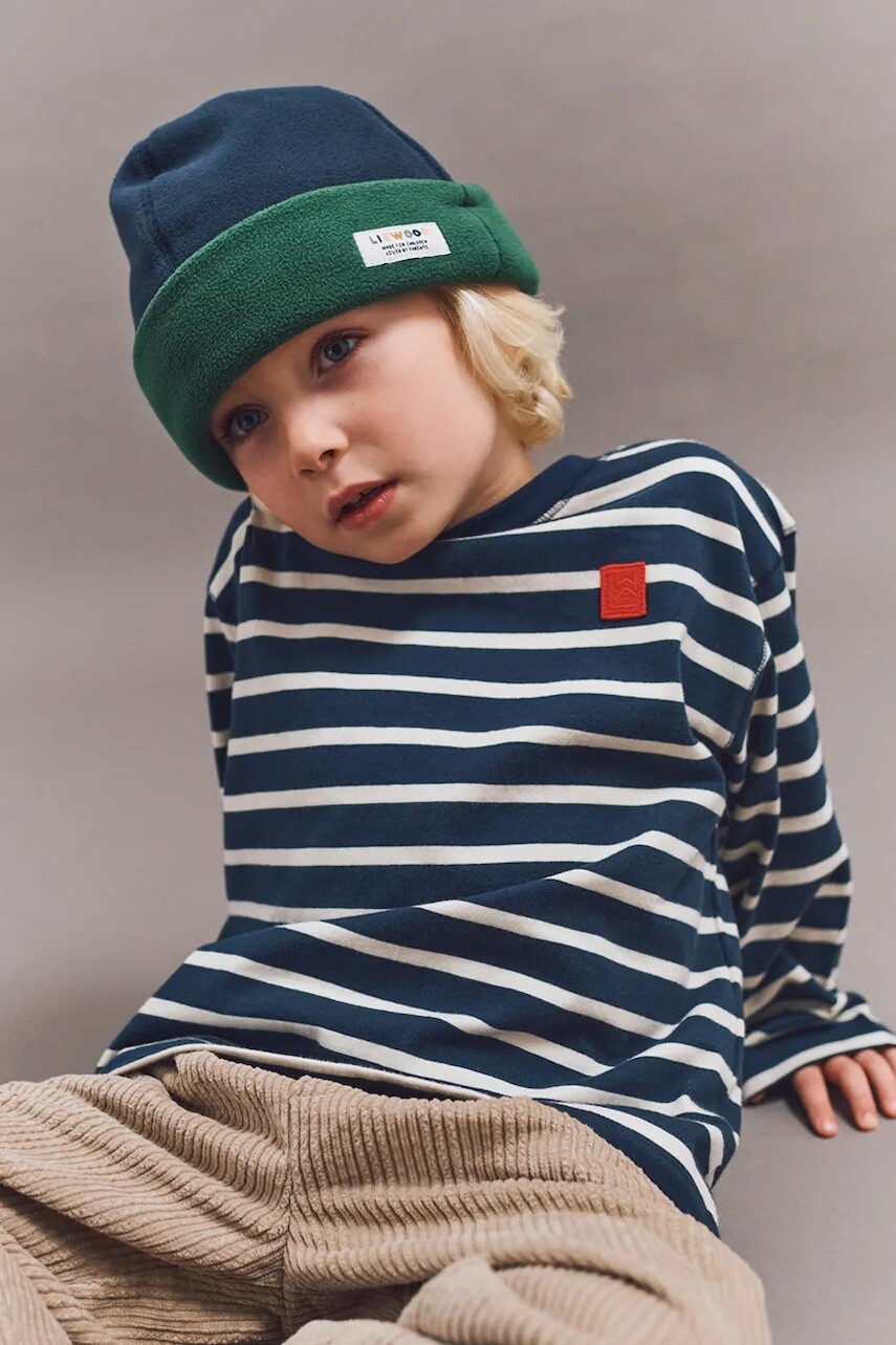 Detská čiapka Liewood Luciano Fleece Beanie tmavomodrá farba, LW20109