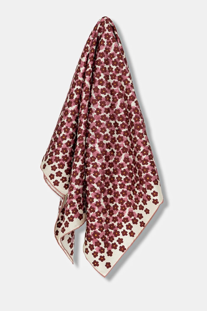 Hodvábna šatka Furla hnedá farba, vzorovaná, WT00099.BX4224.T1R00