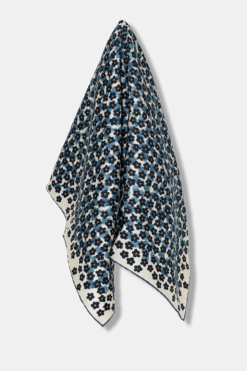 Hodvábna šatka Furla modrá farba, vzorovaná, WT00099.BX4224.2677S