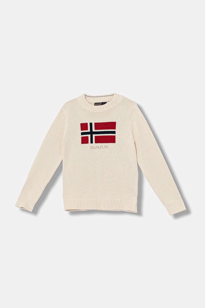 Bavlnený sveter Napapijri D-MURA béžová farba, NP0A88ZFN1J1