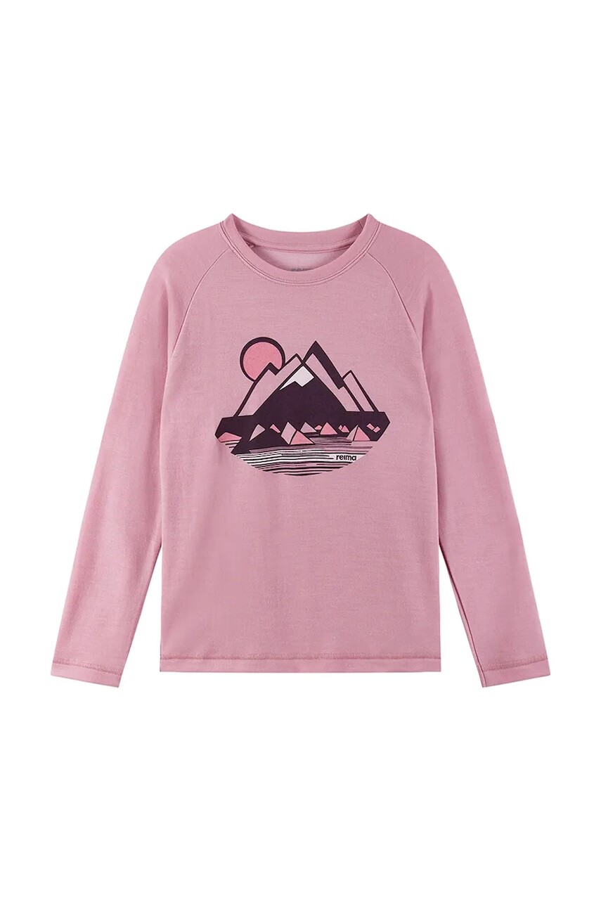 Detská mikina s prímesou vlny Reima Viisas ružová farba, s potlačou, 5200012C