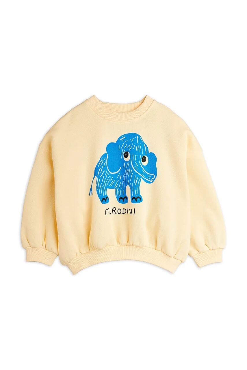Detská bavlnená mikina Mini Rodini Mammoths béžová farba, s potlačou, 25720105