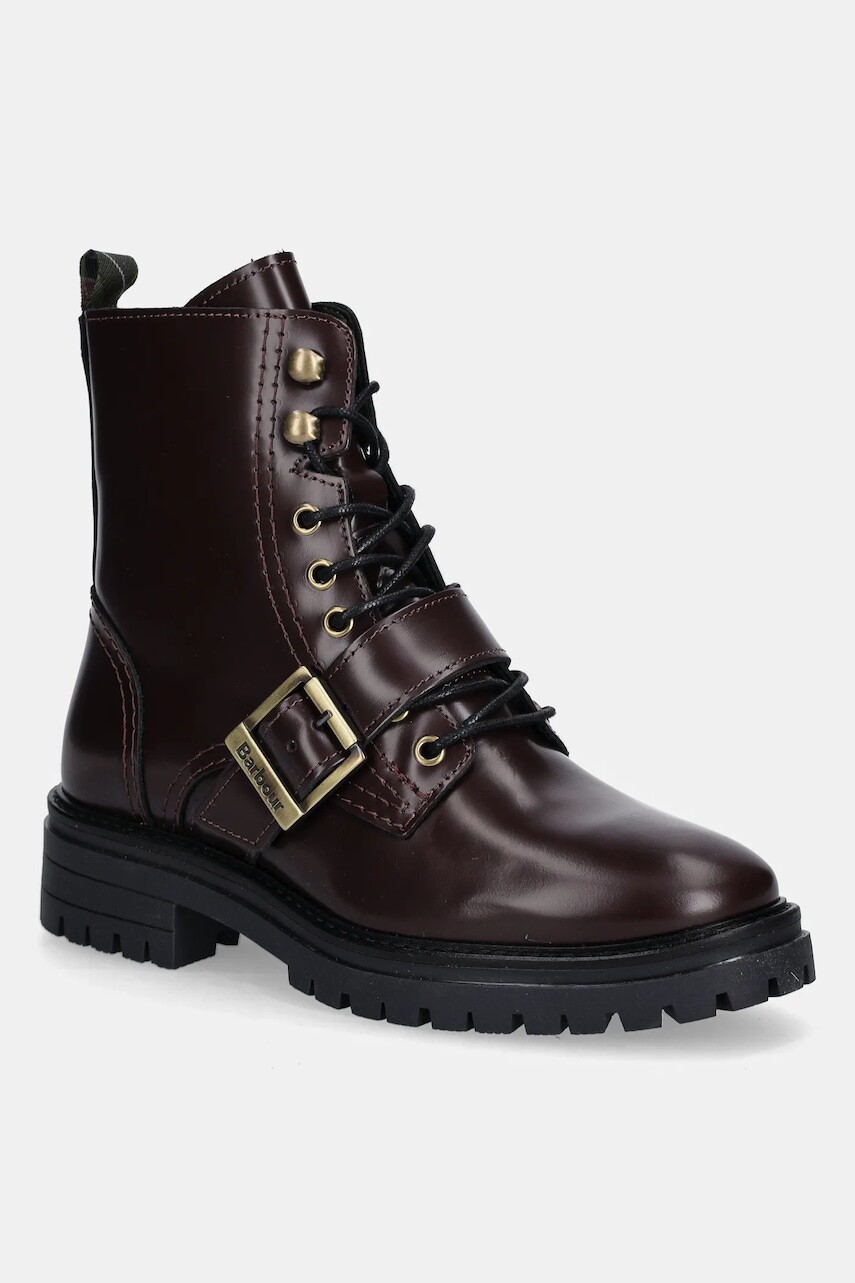 Kožené workery Barbour Ouseburne bordová farba, na plochom podpätku, LFO0772RE91