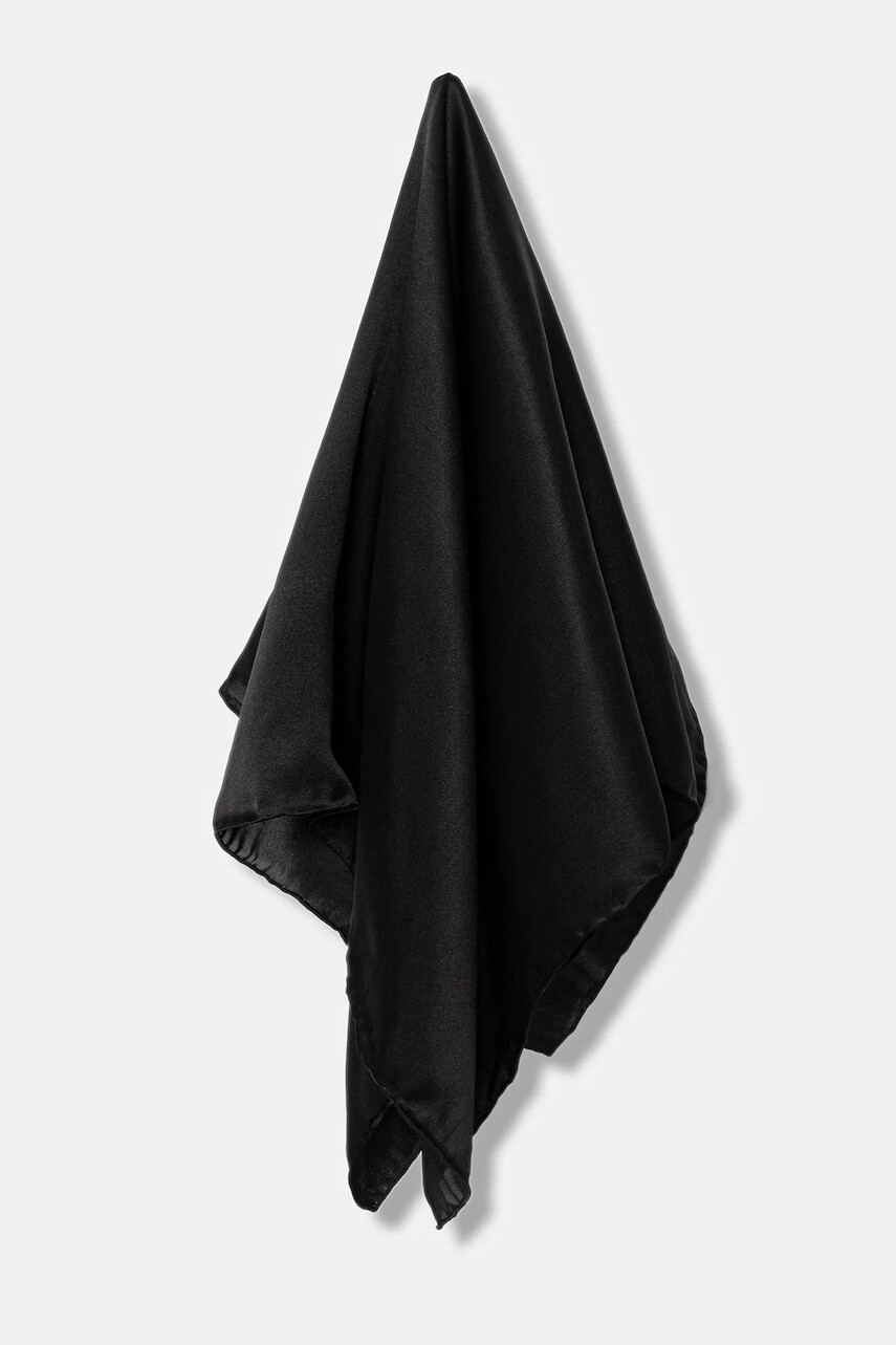 Hodvábna šatka Answear.LAB čierna farba, jednofarebná