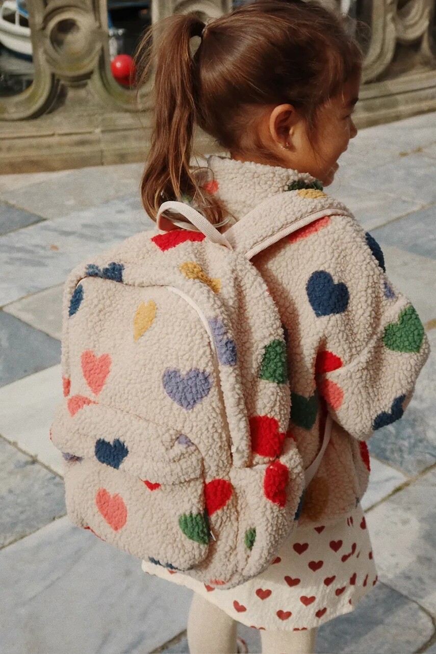 Detský ruksak Konges Sløjd JODY TEDDY BACKPACK GRS béžová farba, malý, vzorovaný, KS103478