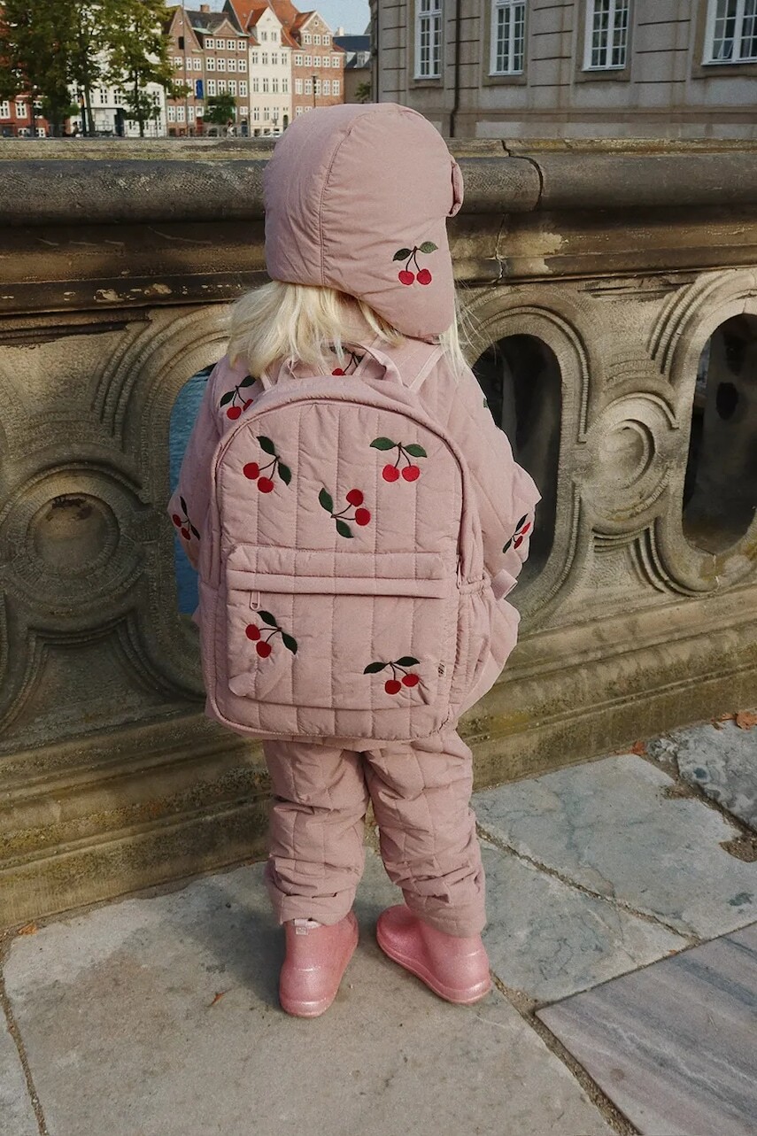 Detský ruksak Konges Sløjd JUNO QUILTED BACKPACK MIDI ružová farba, malý, s nášivkou, KS103489