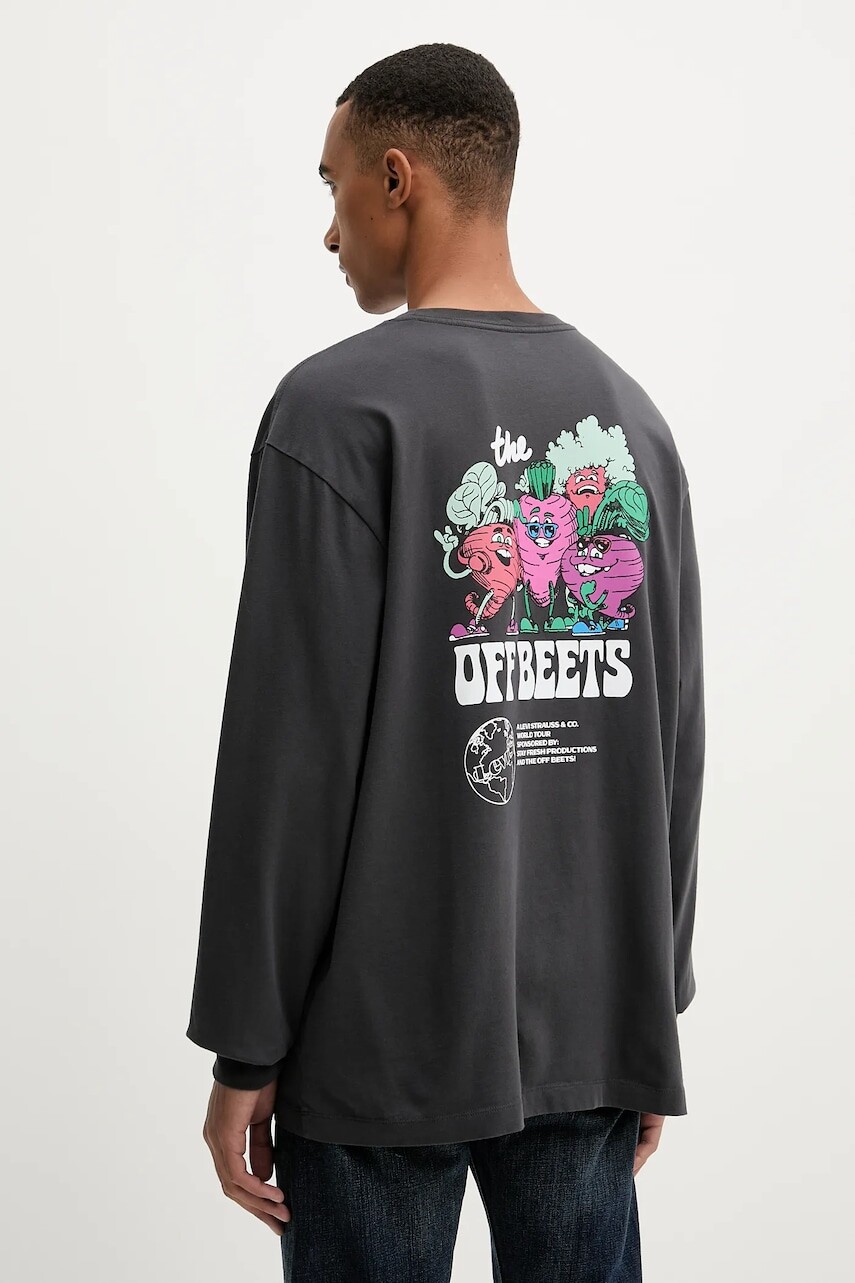 Bavlnené tričko s dlhým rukávom Levi's šedá farba, s potlačou, 005N7